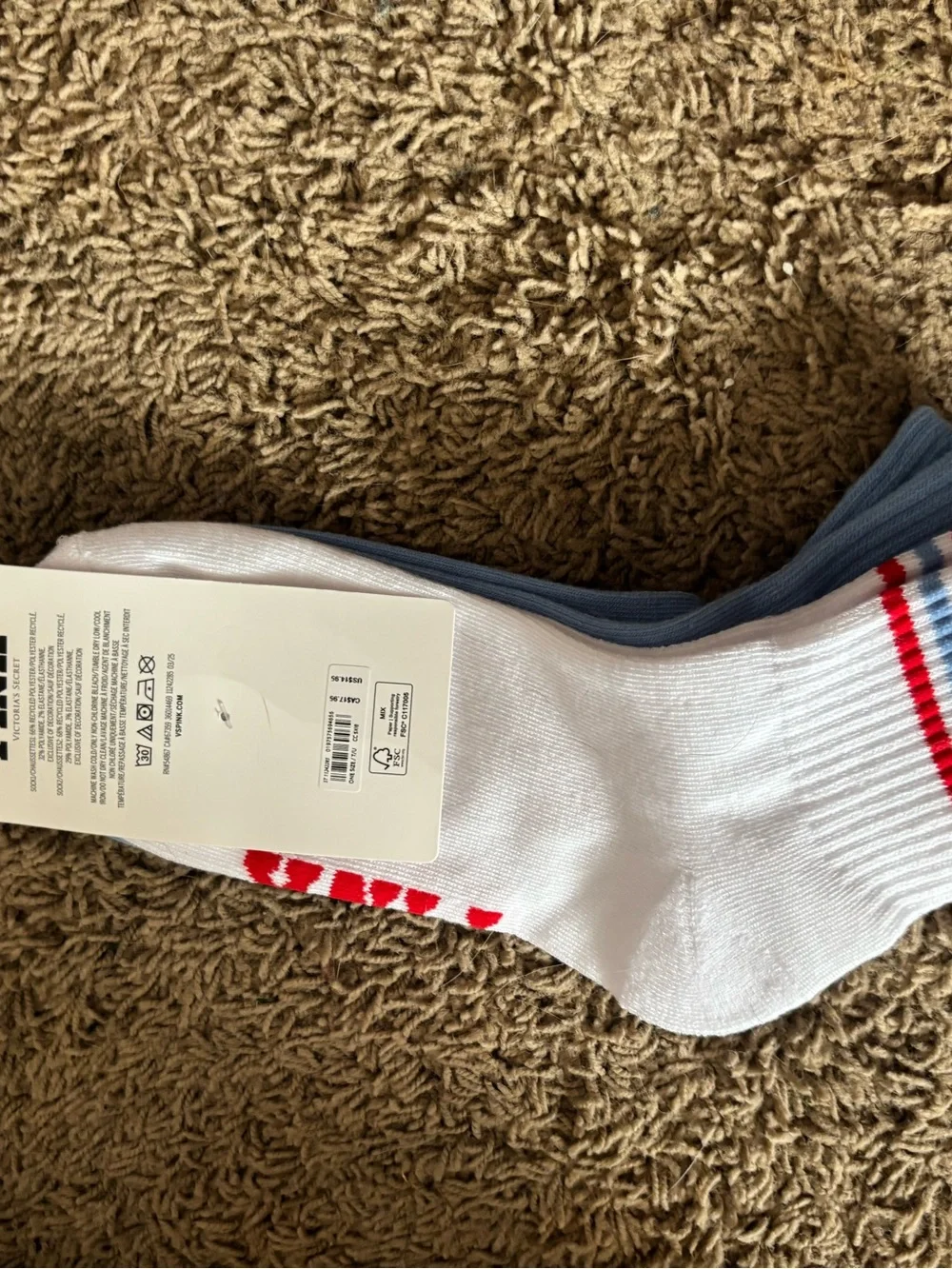 Light Blue Ankle Socks with Black and Red Accents